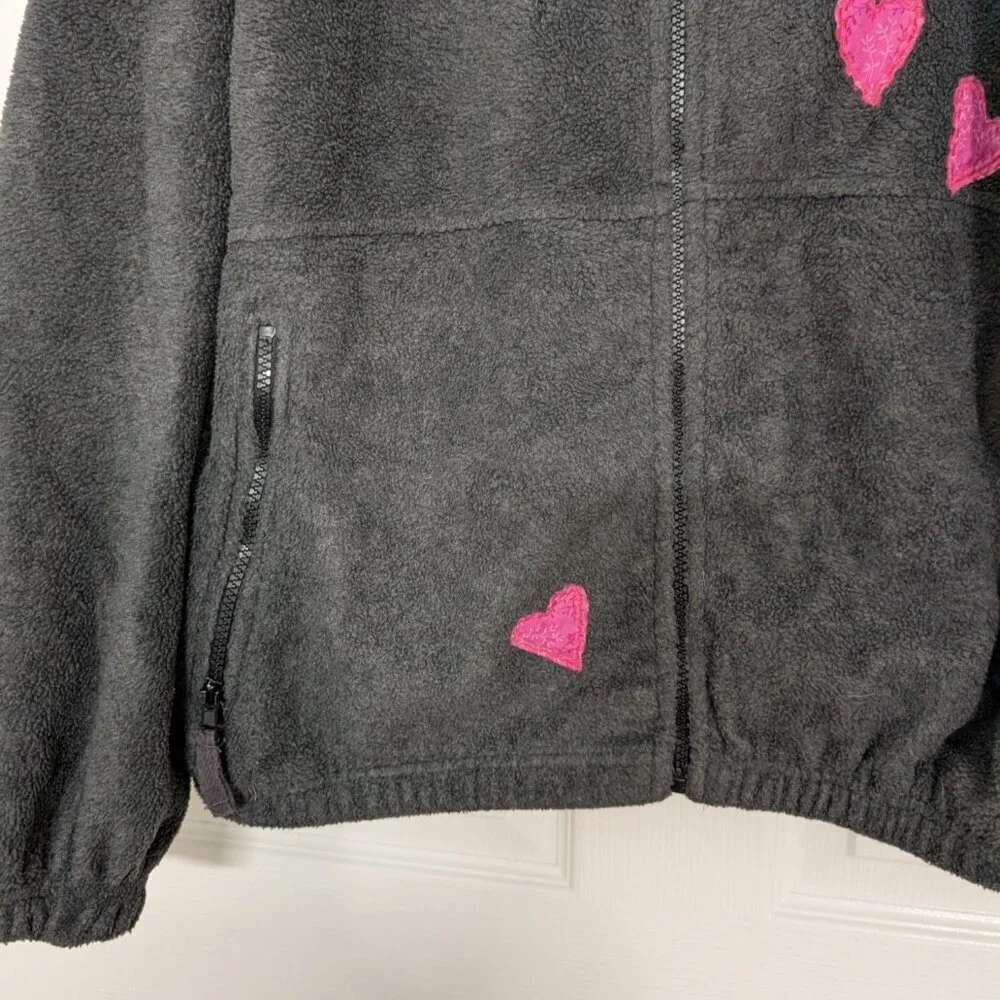 Sierra Pacific Outdoors Heart Embroidered Jacket Womens Size Large Fleece Zip
